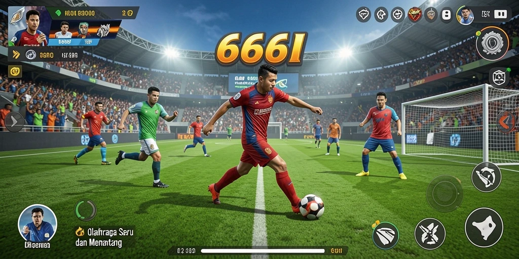 Screenshot utama 666I menampilkan aksi seru dalam permainan olahraga.