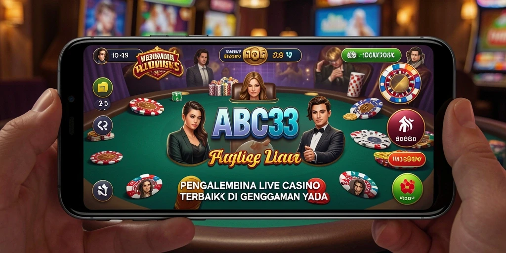 Screenshot gameplay yang menampilkan dealer profesional dan suasana kasino langsung.