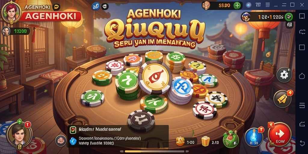 Tampilan gameplay seru AGENHOKI yang menampilkan aksi QiuQiu.