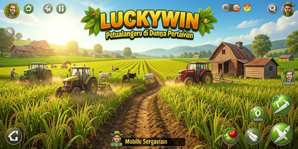 Tampilan gameplay <strong>LUCKYWIN</strong> yang menampilkan aktivitas pertanian menarik.